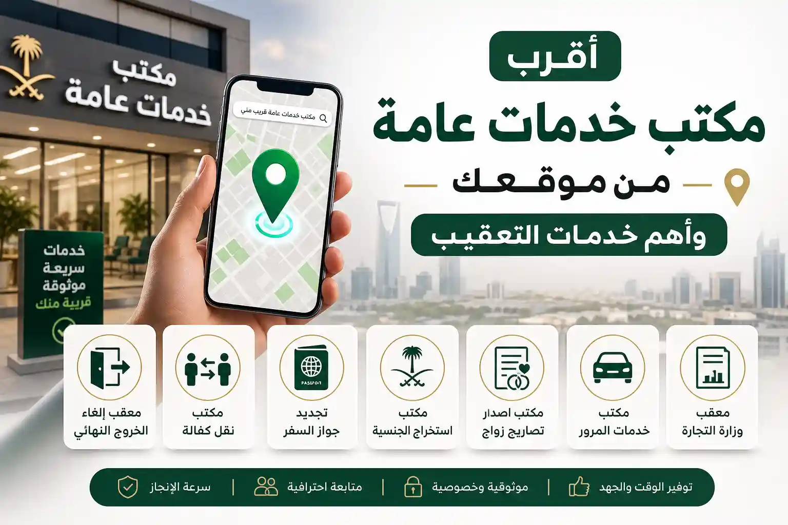 مكتب خدمات عامة قريب يقدم التوثيق وتجديد الهوية وخدمات المرور ورخص ا